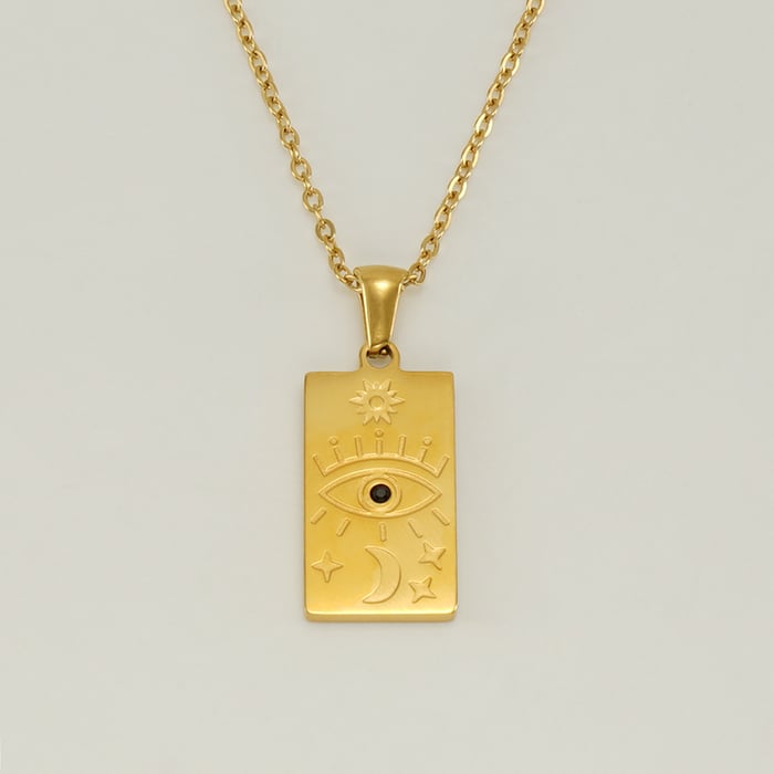 1 piece classic series retro sun/moon titanium steel  gold plated unisex pendant necklaces